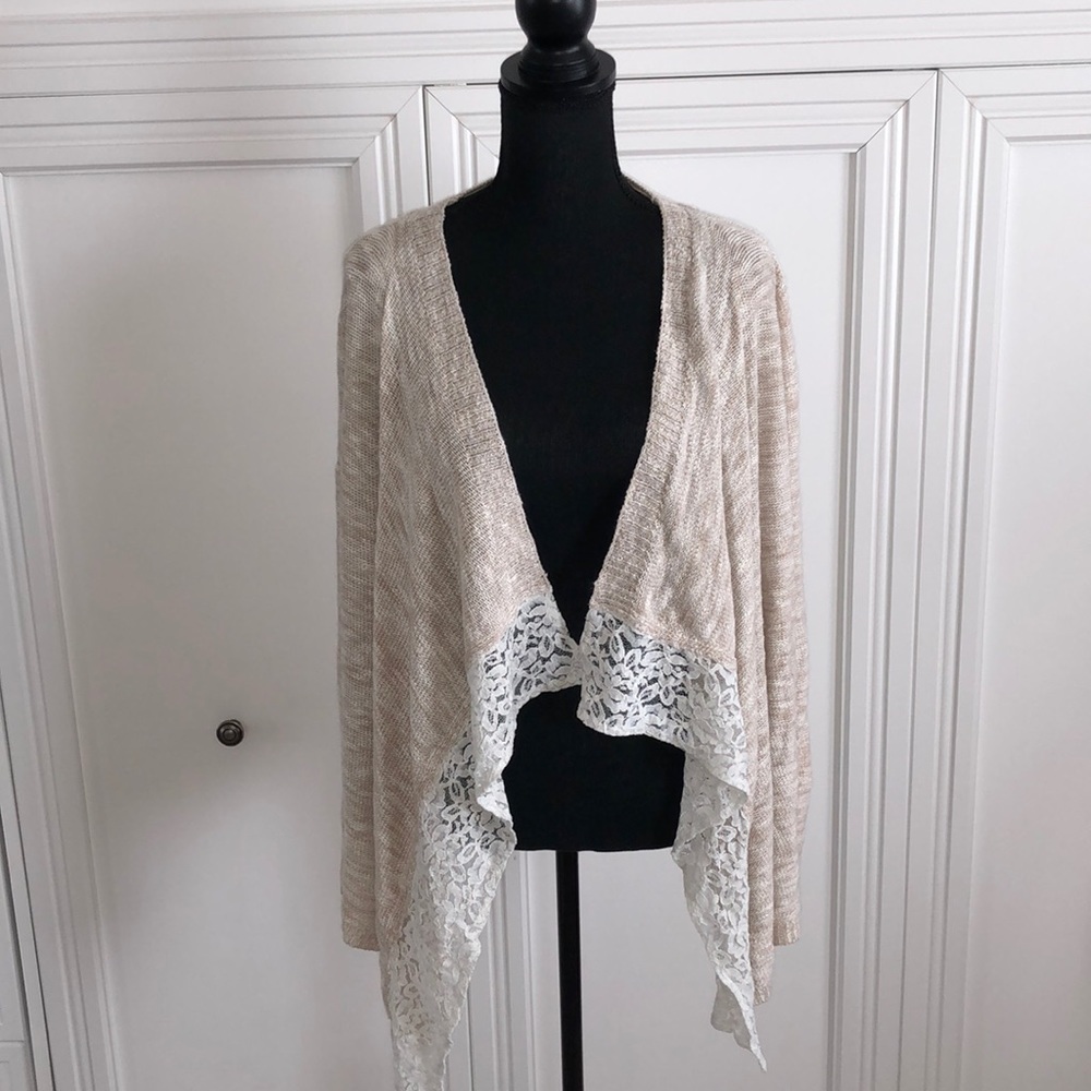 Charming Charlie lace trim cardigan